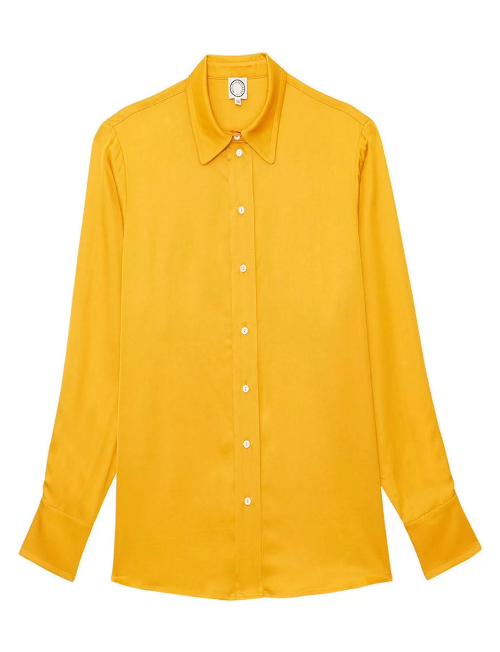 Ines de la Fressange Paris Maureen yellow buttercup satin shirt New