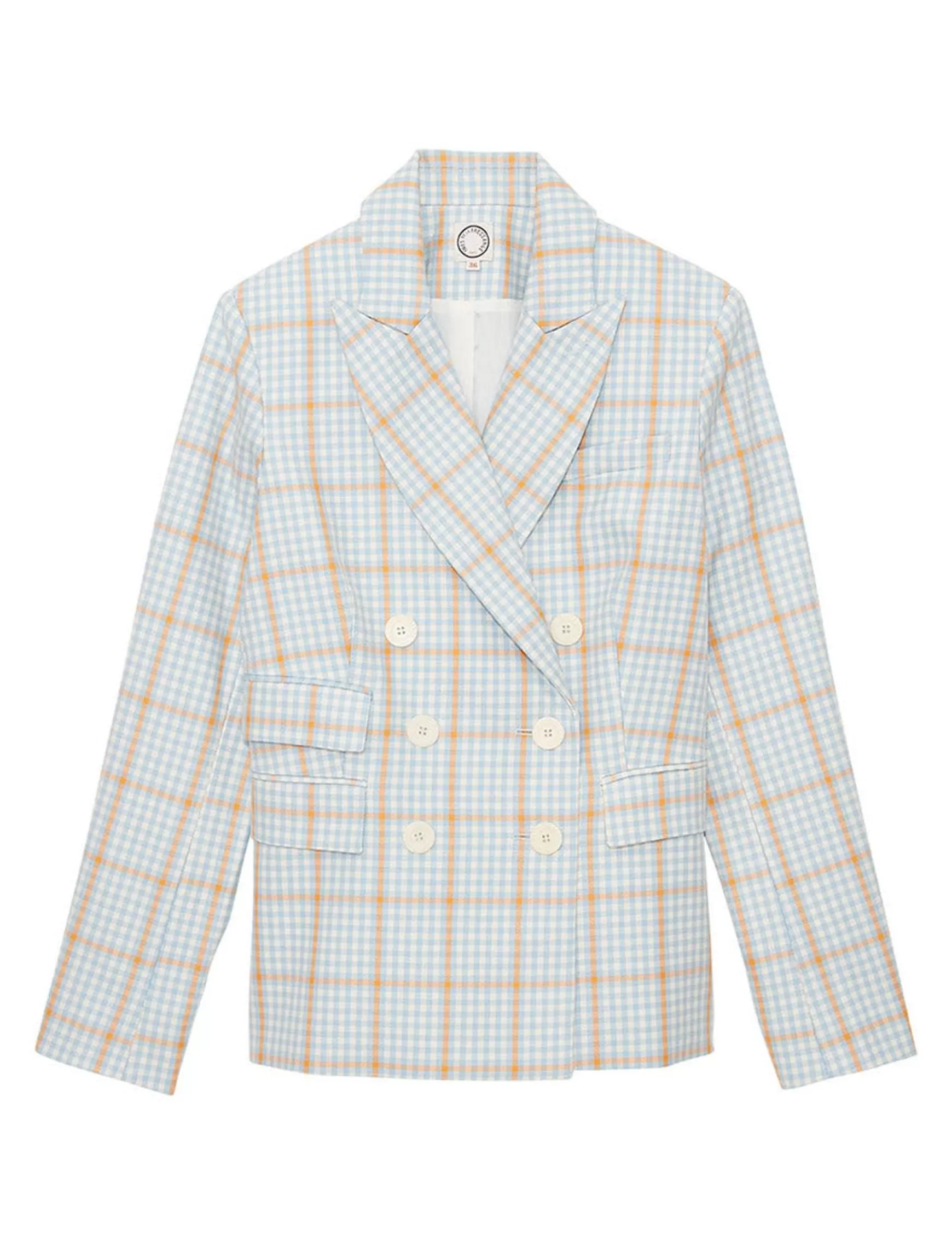 Ines de la Fressange Paris Maurice blue and orange checked jacket Online