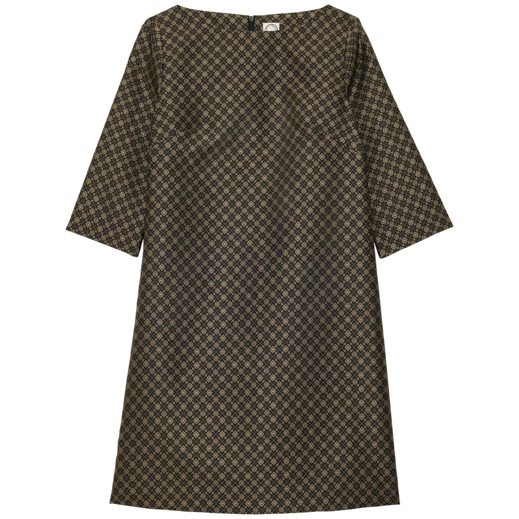 Ines de la Fressange Paris Megan black and gold jacquard weave dress Outlet