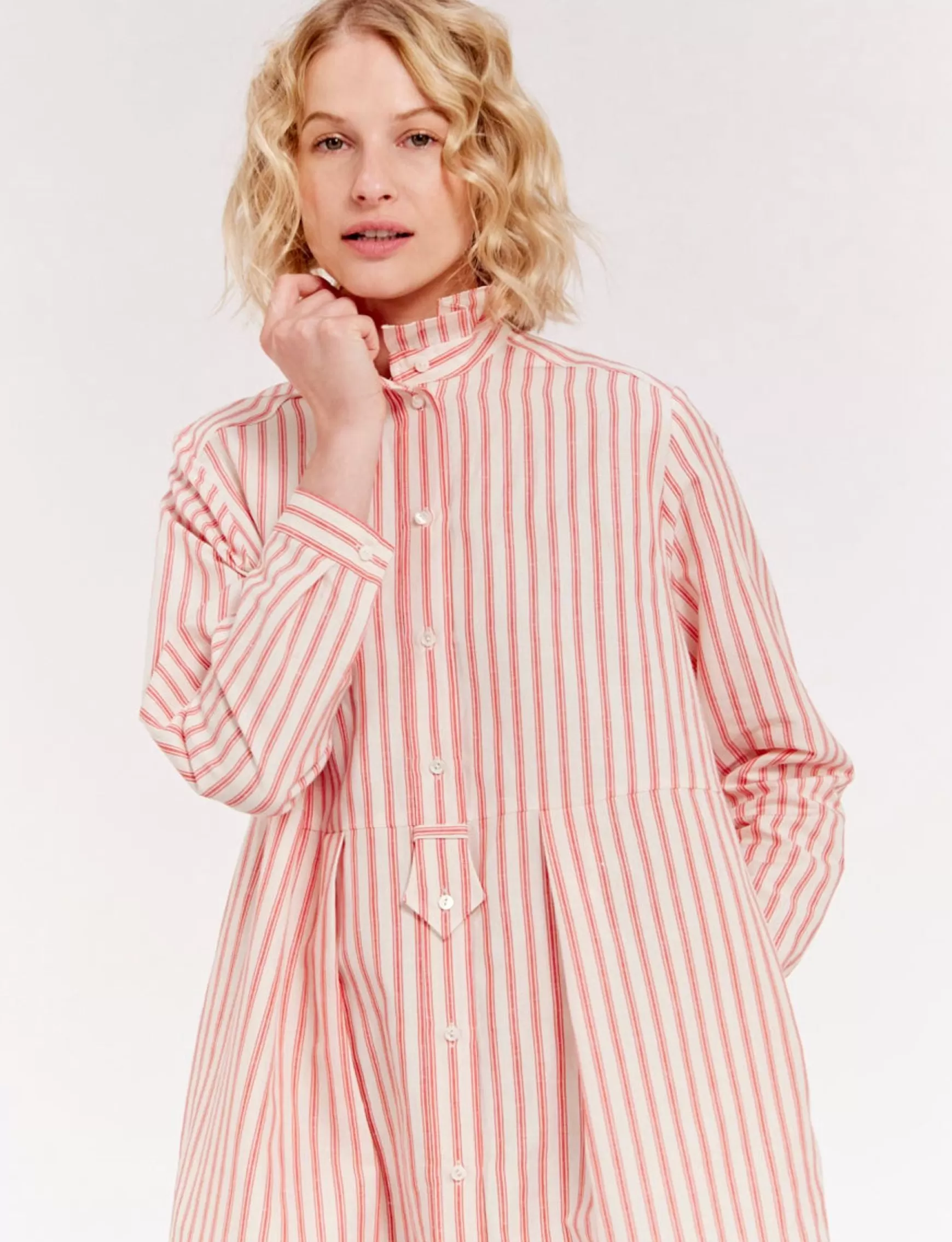 Ines de la Fressange Paris Monica dress in red and white striped linen Discount