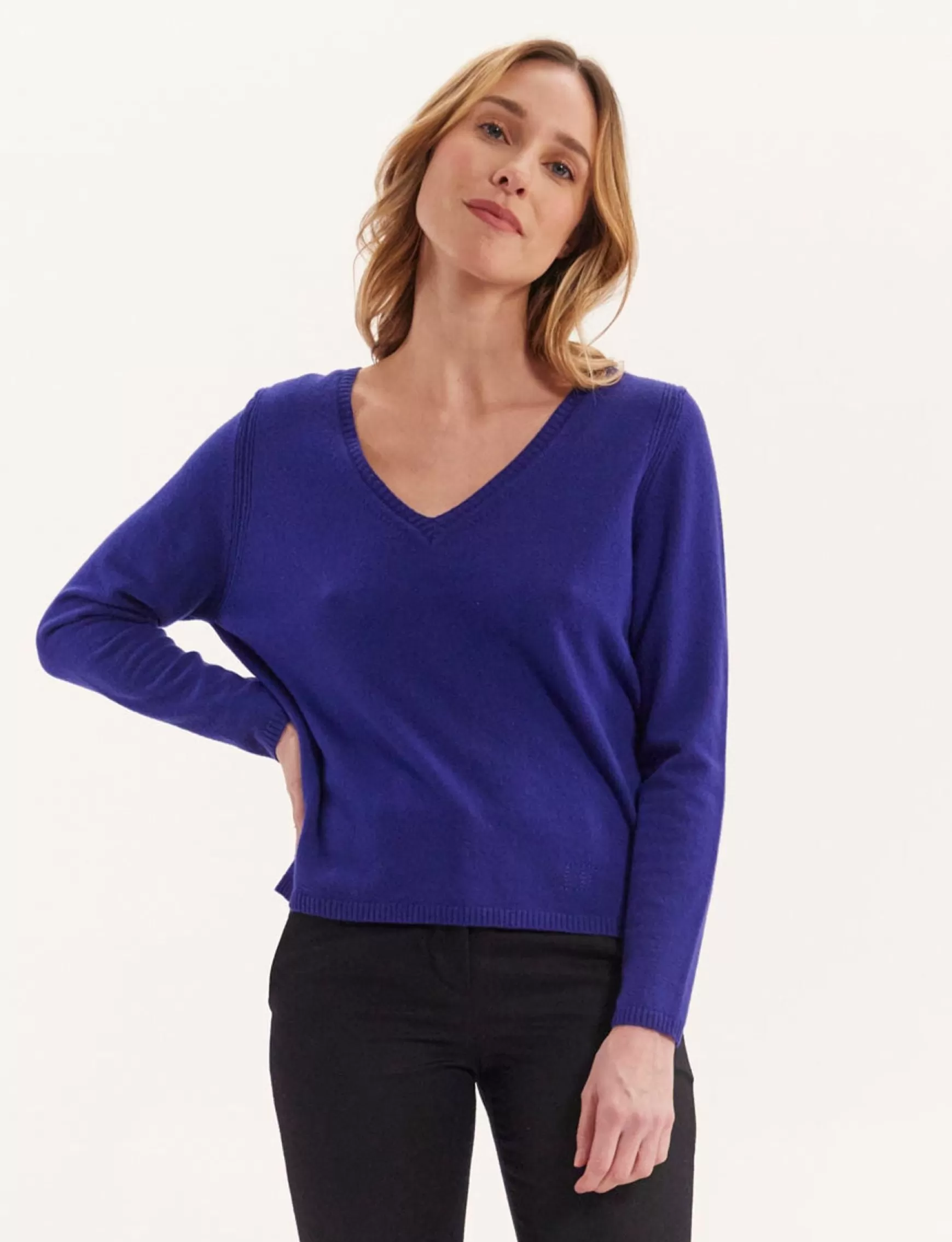 Ines de la Fressange Paris Morgane blue v-neck jumper Best