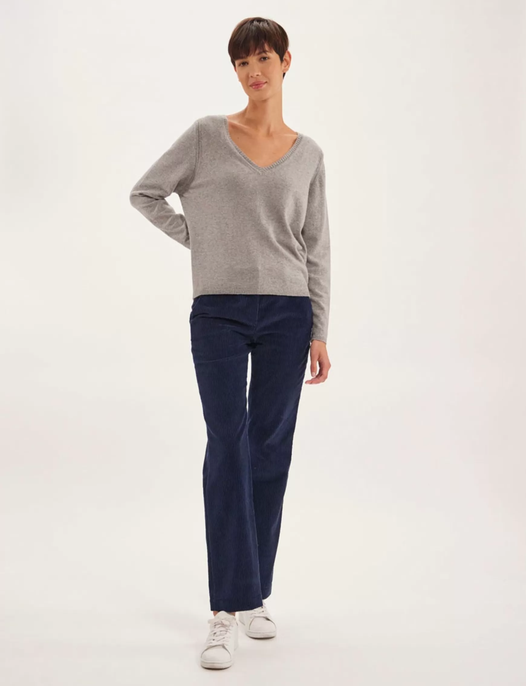 Ines de la Fressange Paris Morgane grey V-neck jumper Online