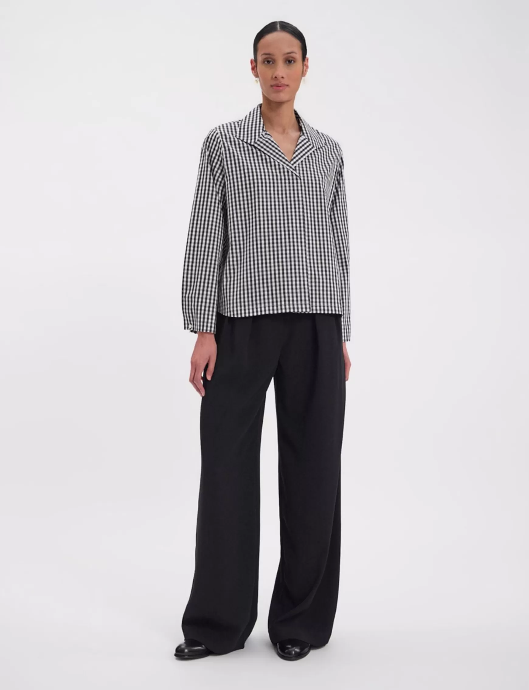 Ines de la Fressange Paris Noa black and white gingham check top New