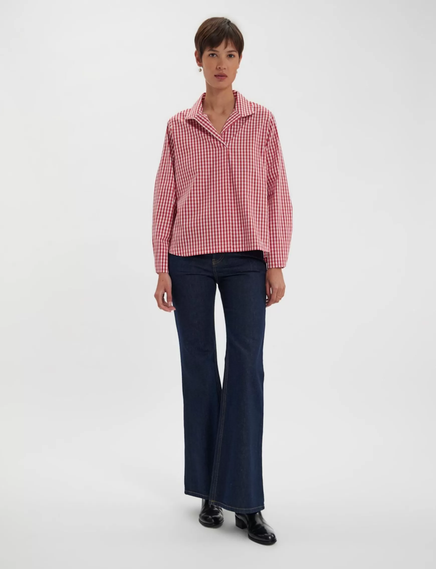 Ines de la Fressange Paris Noa red and white gingham check top Cheap