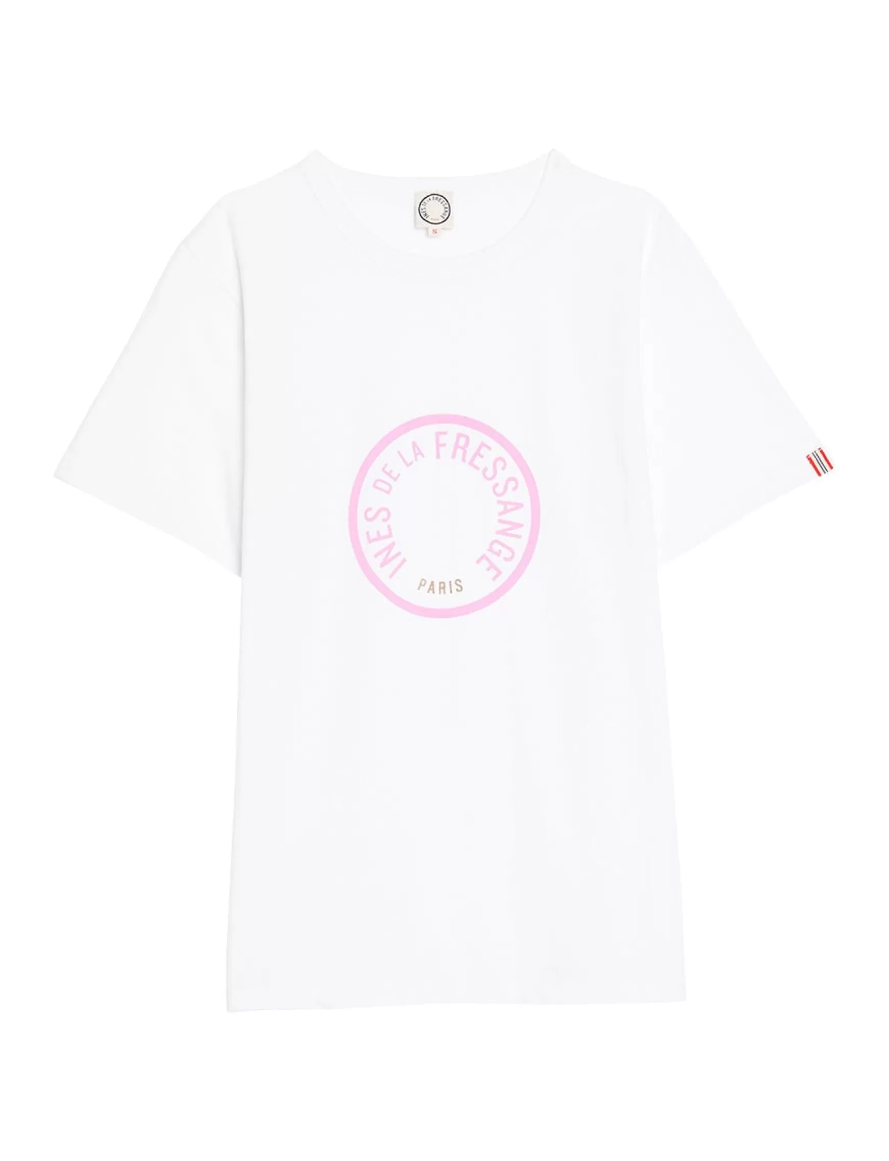 Ines de la Fressange Paris Oscar white logo pink T-shirt New