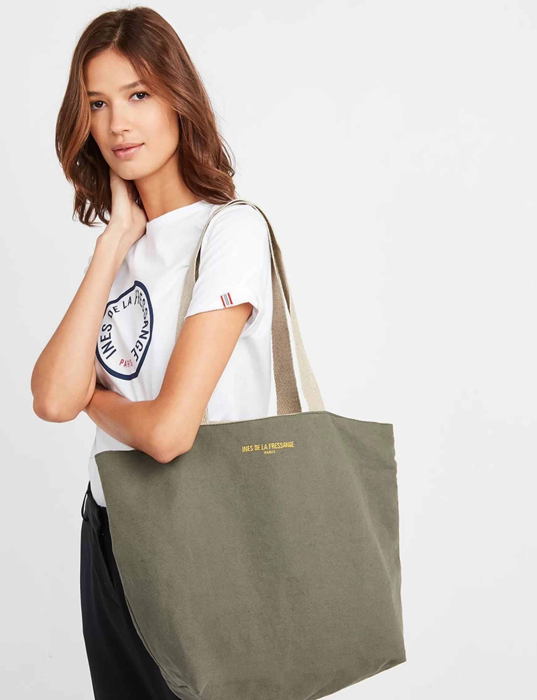 Ines de la Fressange Paris Reversible tote bag Lila khaki Sale