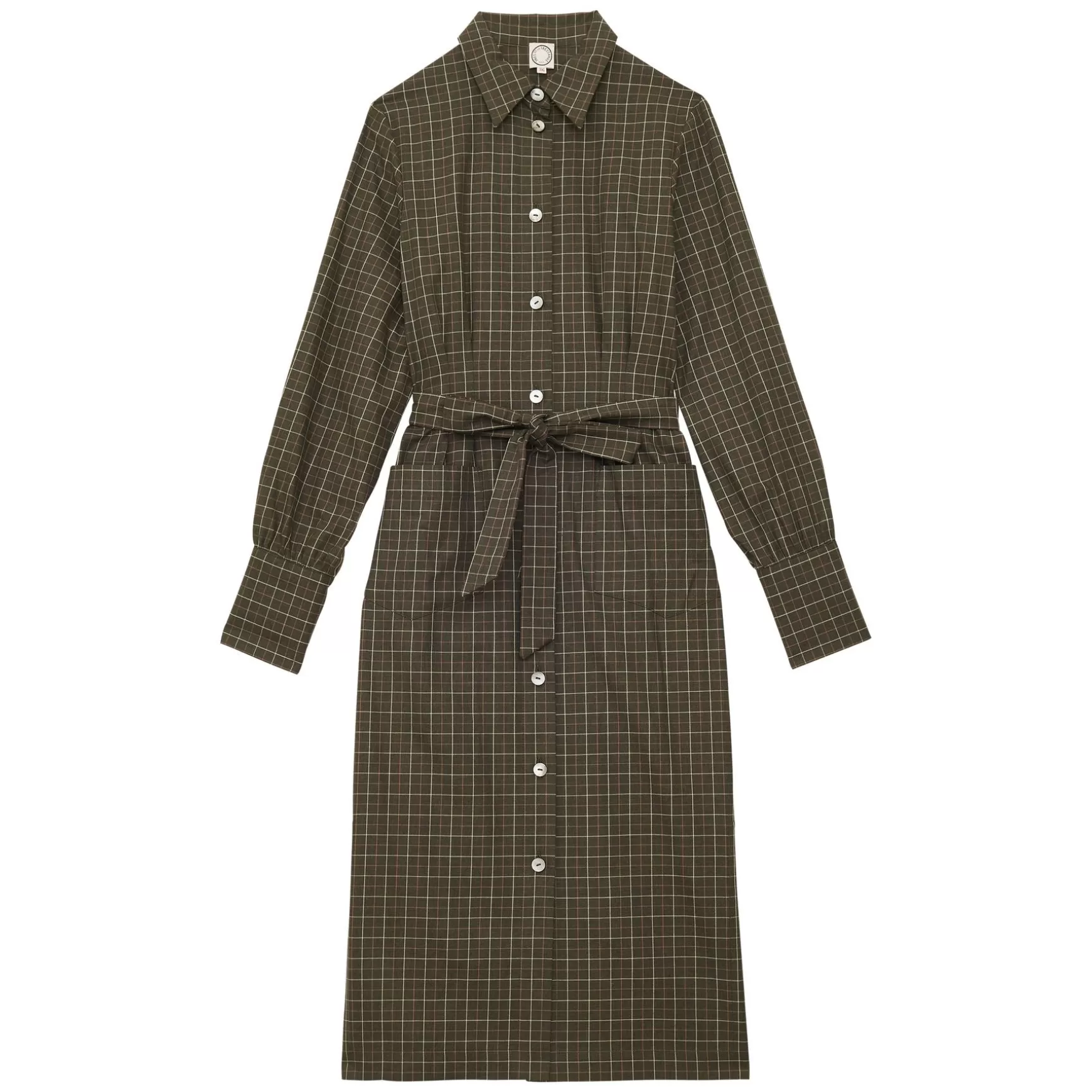 Ines de la Fressange Paris Rosabella khaki cotton check dress Store