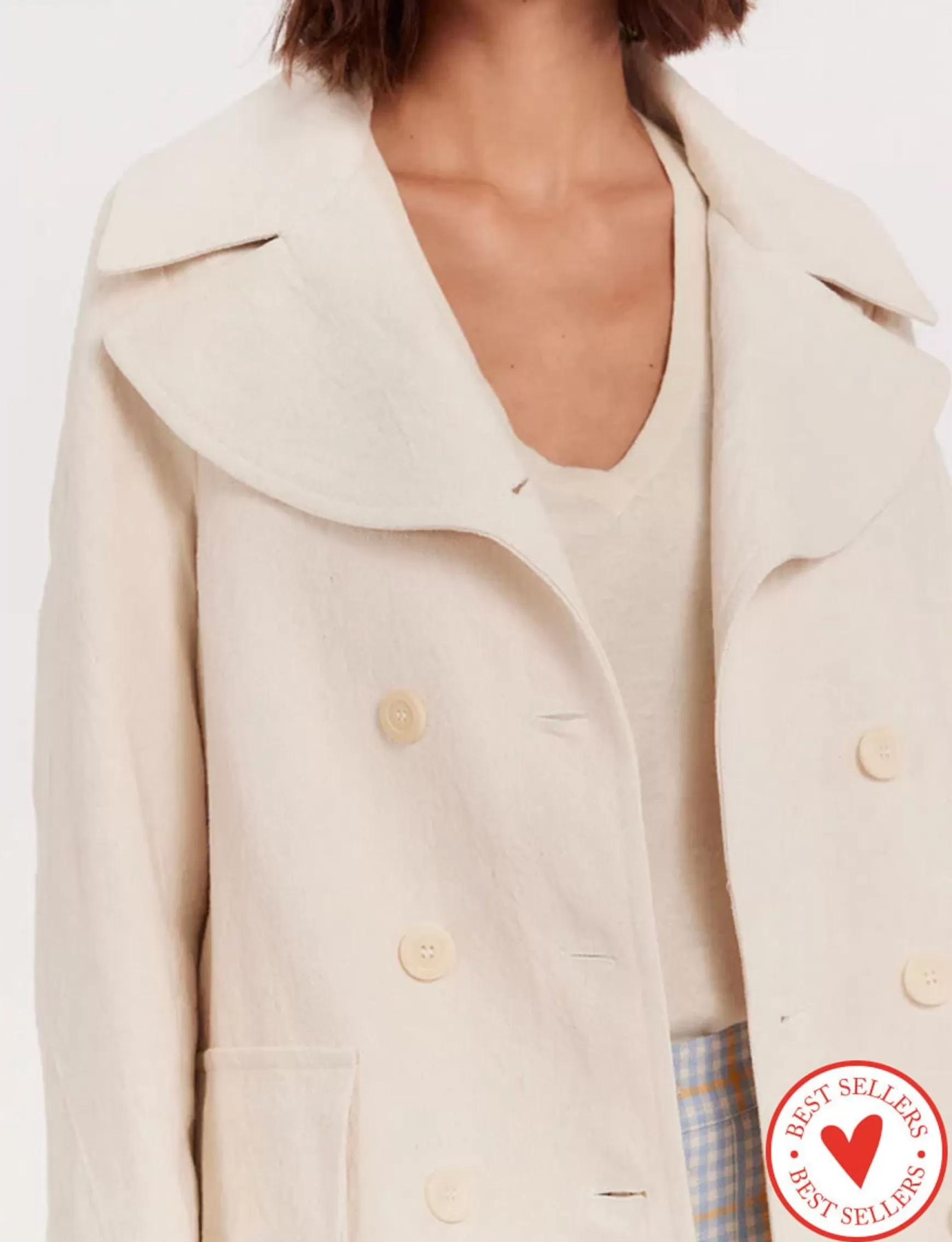 Ines de la Fressange Paris Seraphine ivory pea jacket Sale